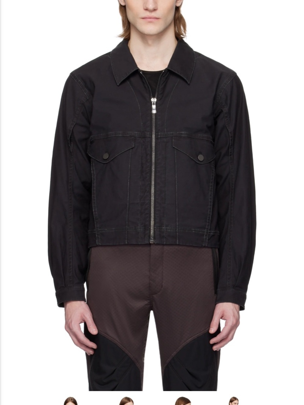 Men's Black Zip-Front Workwear Jacket